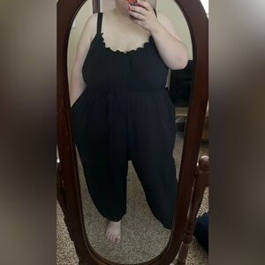 Black linen cotton overalls plus size future collective Jenny k Lopez 3x